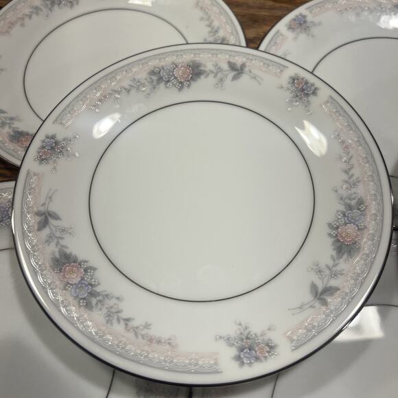 Noritake Bridal Waltz Bread Plates SET Of 9 VTG 6.25" 4109 Pink Blue Floral EXC! - Picture 5 of 14